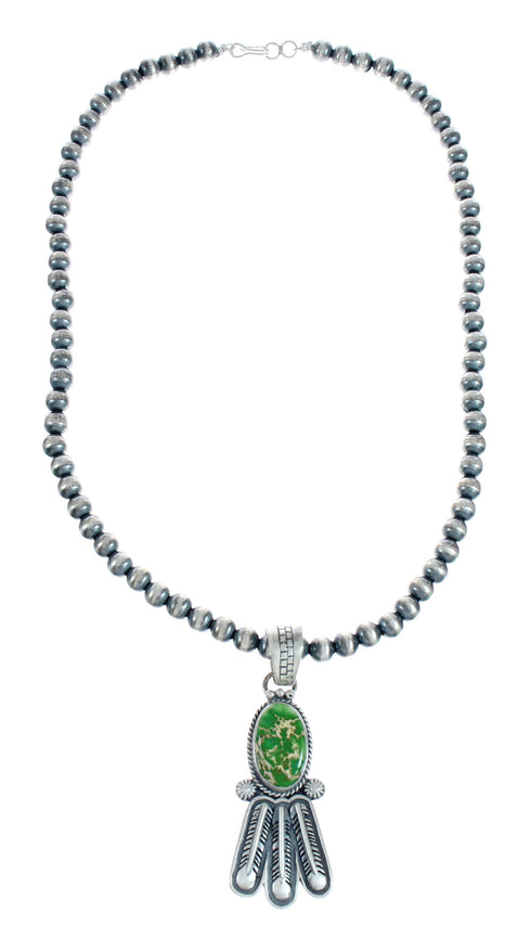 Navajo Turquoise Sterling Silver Old Pawn Bead Necklace NX11489
